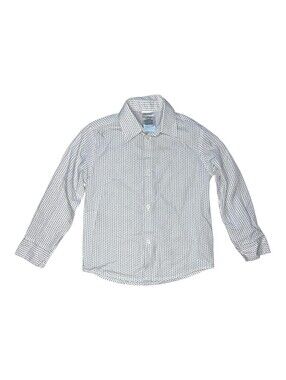 Calvin Klein Boys' White and Gray Long Sleeve Dress Shirt Size 5